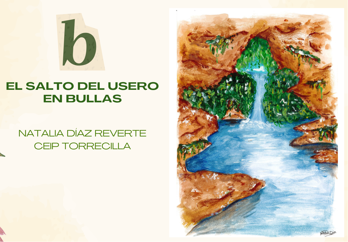 Dibujo «El Salto del Usero en Bullas» de Natalia Díaz Reverte, categoría B