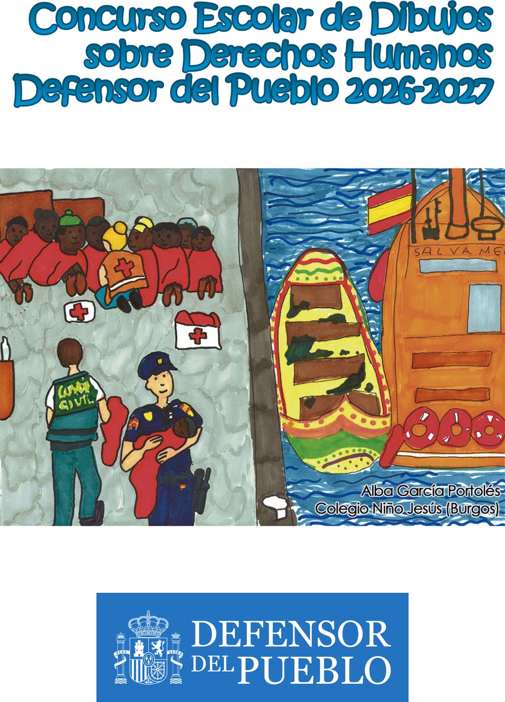 Cartel del XXII Concurso escolar de dibujo Defensor del Pueblo 2026-2027