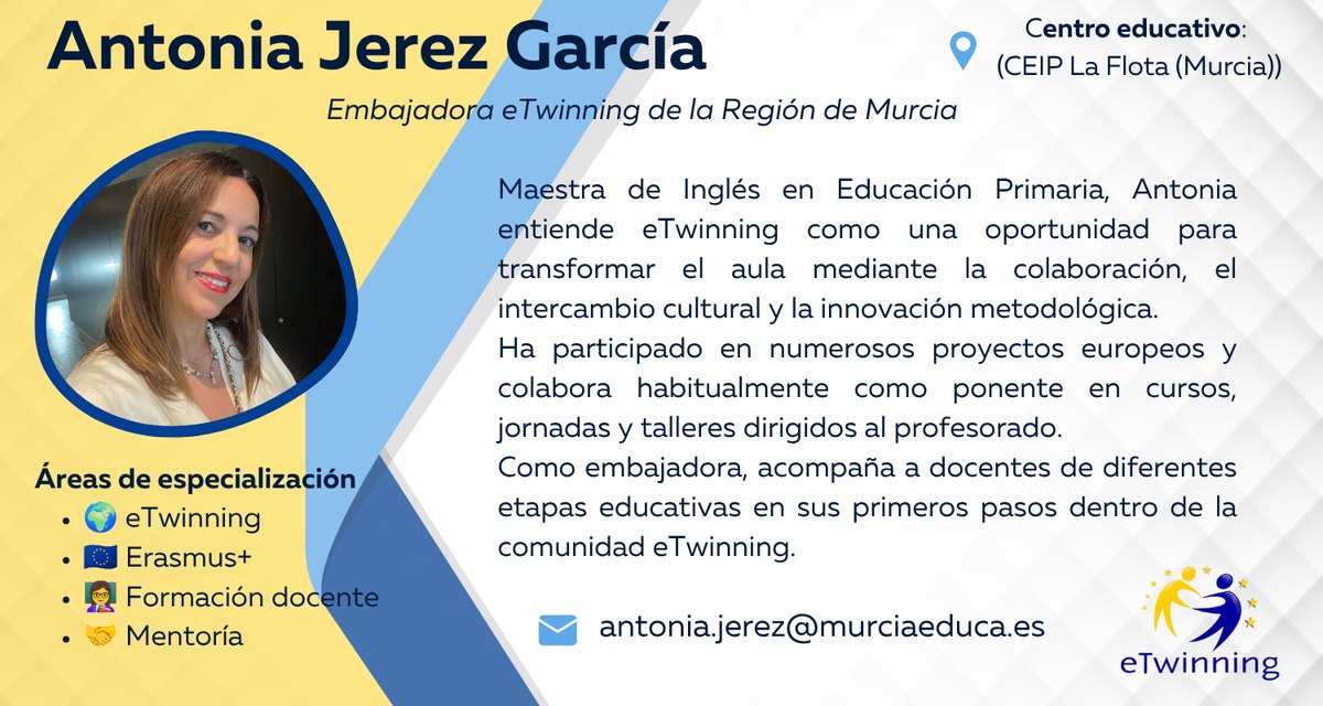 Programa eTwinning 1 - programaseducativos.es Tarjeta de Antonia Jerez García, embajador/a eTwinning de la Región de Murcia