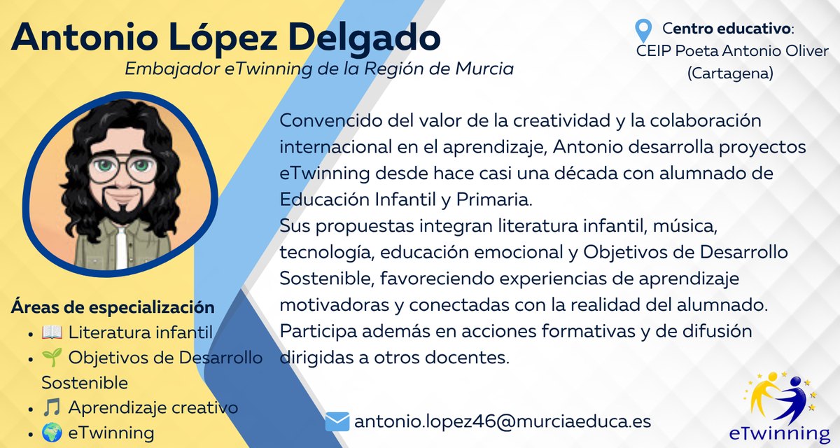 Programa eTwinning 7 - programaseducativos.es Tarjeta de Antonio López, embajador/a eTwinning de la Región de Murcia