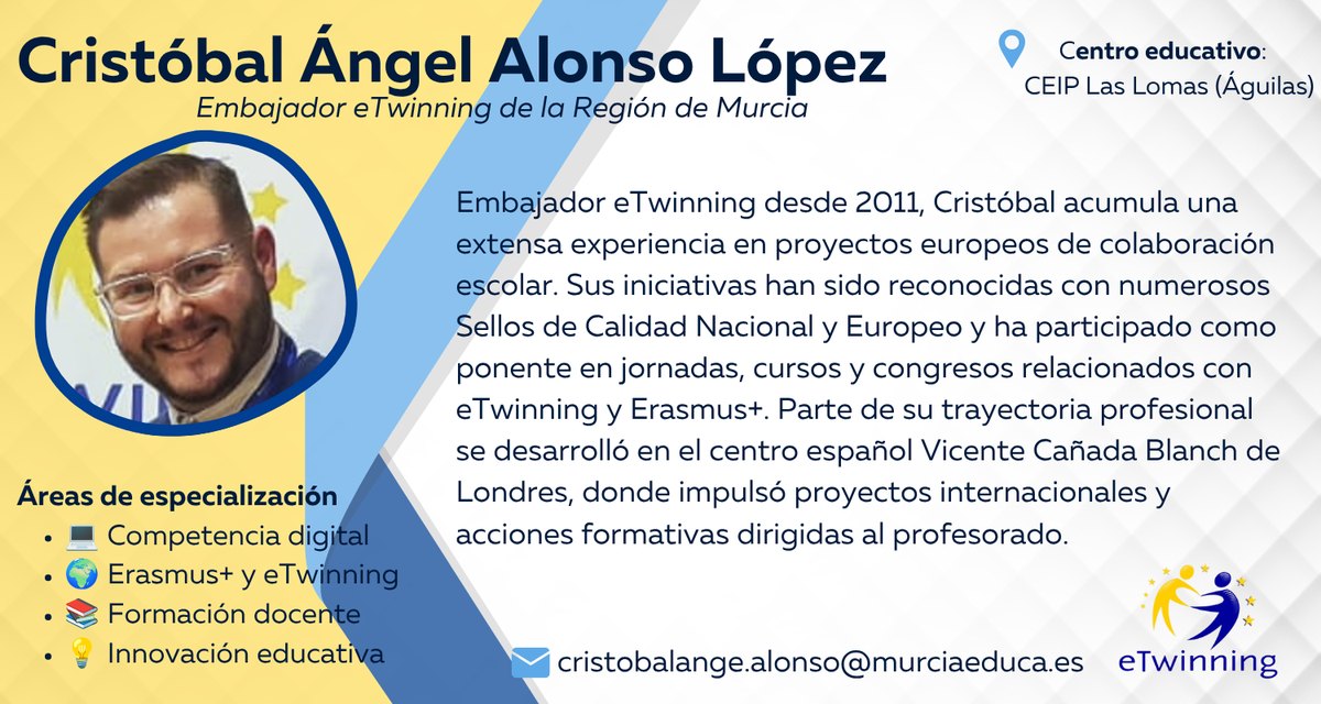 Programa eTwinning 2 - programaseducativos.es Tarjeta de Cristóbal Ángel Alonso, embajador/a eTwinning de la Región de Murcia
