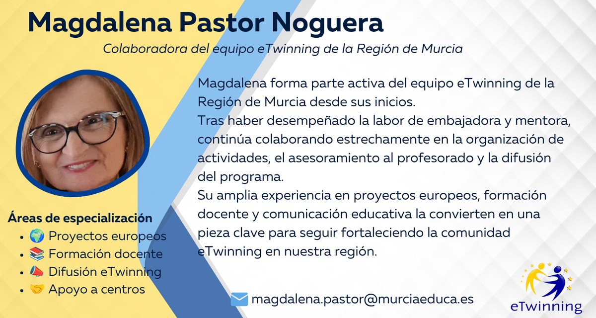 Programa eTwinning 9 - programaseducativos.es Tarjeta de Magdalena Pastor, embajador/a eTwinning de la Región de Murcia