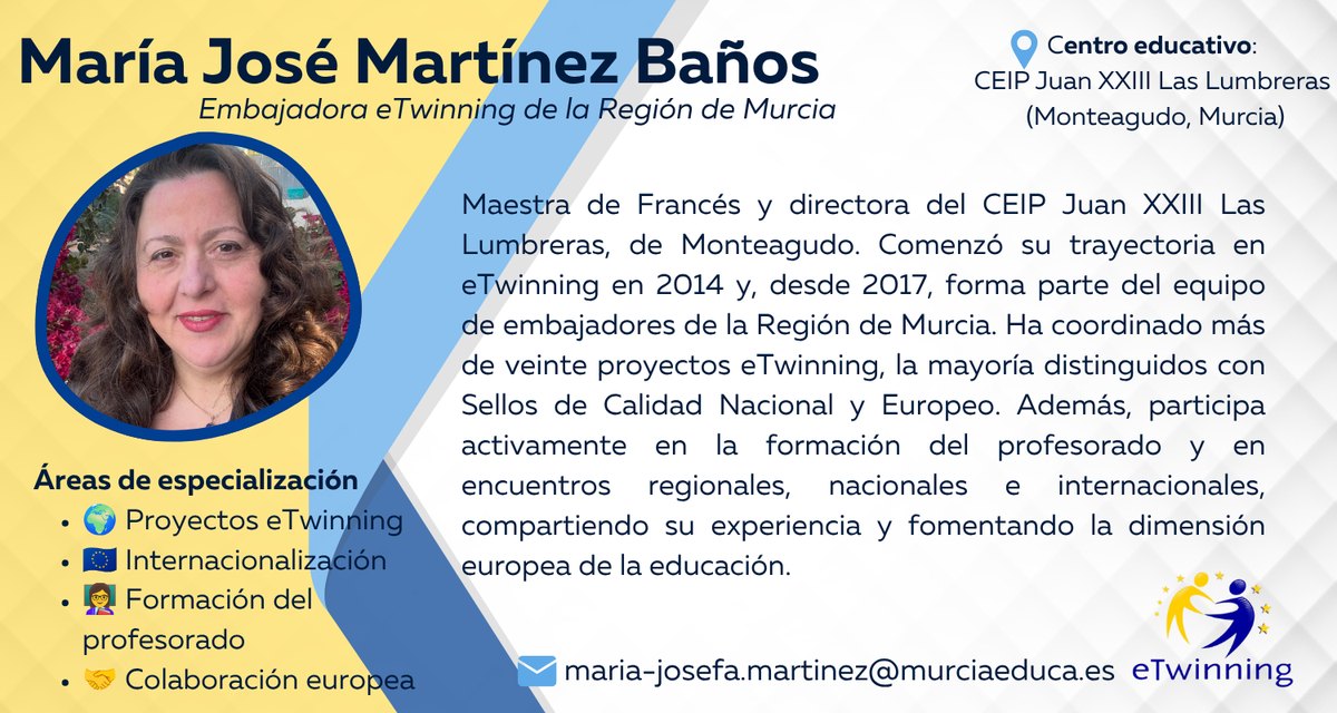 Programa eTwinning 5 - programaseducativos.es Tarjeta de María Josefa Martínez, embajador/a eTwinning de la Región de Murcia